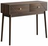 OKWISH Schreibtisch mit Schubladen und offenen Ablageflächen (Mid-Century Modern Konsolentisch mit Schubladen aus Walnuss – Retro Empfangstisch, 1-St), mit Schubladen Bild 5