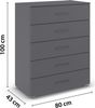 rauch Aditio Box, Kommode, 5 Schubladen, mit Softclose-Funktion, Farbe Grau metallic, BxHxT 80x100x43cm Bild 4