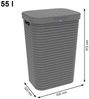 ROTHO Wäschekorb Country 2er-Set Wäschesammler 55l mit Deckel, Kunststoff (Wäschesammlerset, 2er-Set), Belüftung durch Rattan-Struktur verhindert Geruchsbildung Bild 4