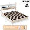 Furnishings Home Polsterbett 140 × 200 cm gepolstertes Doppelbett mit LED-Beleuchtung, (Hydraulisch hebbarer Stauraum) Beige Samt 1 USB-Anschluss Bild 3