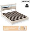 Furnishings Home Polsterbett 140 × 200 cm gepolstertes Doppelbett mit LED-Beleuchtung, (Hydraulisch hebbarer Stauraum) Beige Samt 1 USB-Anschluss Bild 4