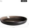Modernes Suppenteller Set für 4 Personen in aufregendem Vintage Look, große tiefe Teller für Pasta und Suppen aus Keramik in Grau und Schwarz Bild 2