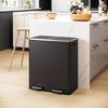 Songmics Mülleimer mit 2 Fächern und Softclose, luftdicht inkl. Müllbeutel, Metall, 60 (2x30) Liter, Schwarz Bild 2