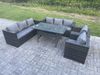 Fimous Outdoor Lounge Sofa Rattan Gartenmöbel-Set Terrassen Sesseln und Rechteckiger Esstisch 8 Sitzer Dunkelgrau gemischt Bild 2