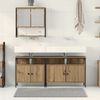 vidaXL Badezimmermöbel-Set mit Regal mit Tür 3 pcs Braun Holzwerkstoff 3334355 Bild 4