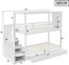 Merax Etagenbett Kinderbett 90*200cm, Massivholz Doppelbett, Hausform mit Fenstern, Sicherheitszaun-Design, Mit Aufbewahrungsschubladen und Sicherheitsleiter, Weiß Bild 4