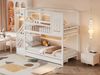 Merax Etagenbett Kinderbett 90*200cm, Massivholz Doppelbett, Hausform mit Fenstern, Sicherheitszaun-Design, Mit Aufbewahrungsschubladen und Sicherheitsleiter, Weiß Bild 5