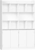 Bücherregal freistehend mit 10 offenen Fächern und 4-türigem Unterschrank, Aufbewahrungsregal, Standregal, für Wohnzimmer Büro Schlafzimmer, 30 × 120 × 180 cm Weiß Bild 2