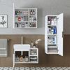 Roomart LYCIA-72 Badmöbel Set– 4-teiliges Badezimmermöbel Set - Waschbeckenunterschrank mit Keramikwaschbecken, Spiegelschrank & Hochschrank - H 54 x B 38.6 x T 72 cm • Weiß Bild 3