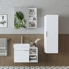 Roomart LYCIA-72 Badmöbel Set– 4-teiliges Badezimmermöbel Set - Waschbeckenunterschrank mit Keramikwaschbecken, Spiegelschrank & Hochschrank - H 54 x B 38.6 x T 72 cm • Weiß Bild 2