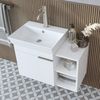 Roomart LYCIA-72 Badmöbel Set– 4-teiliges Badezimmermöbel Set - Waschbeckenunterschrank mit Keramikwaschbecken, Spiegelschrank & Hochschrank - H 54 x B 38.6 x T 72 cm • Weiß Bild 5