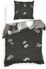 Heckett & Lane BCI Twill Bettwäsche 135x200 Debra grey Blätter Gingko schwarz Bild 1