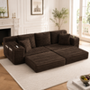 Schlafsofa 273 x 98 x 87 cm in Kaffeebraun, Cordstoff mit hoher Rückenlehne, Seitentaschen, Getränkehaltern und Zusatzkissen Bild 4