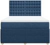 vidaXL Boxspringbett mit Matratze Blau 160x200 cm Stoff 3292127 Bild 4