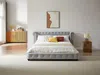 Vente-unique - TONGERLA Bett StoffSamt Grau - B 246 cm x H 92 cm x L 202 cm Bild 2