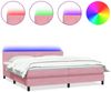 vidaXL Boxspringbett mit Matratze & LED Rosa 180x210 cm Samt 3316898 Bild 2