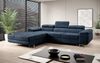 Designer Sofa Calvera mit Schlaf- und Klappfunktion Blau Samt Links Bild 2