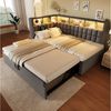 MODFU Polsterbett Inkl. LED, Bluetooth & USB-C, Maße 90x200 cm (Funktionsbett, 2-tlg, Mit L-Kopfteil als komfortable Schlaf- und Ruhelösung), Platzsparendes Ausziehbett mit Stauraum, mit 1 Matratze (90x200 cm) Bild 2