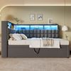 MODFU Polsterbett Inkl. LED, Bluetooth & USB-C, Maße 90x200 cm (Funktionsbett, 2-tlg, Mit L-Kopfteil als komfortable Schlaf- und Ruhelösung), Platzsparendes Ausziehbett mit Stauraum, mit 1 Matratze (90x200 cm) Bild 3