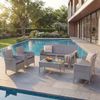 3-2-1-1 Poly-Rattan Garten-Garnitur Halden, Lounge-Set Sitzgruppe Sofa ~ grau, Kissen anthrazit Bild 1
