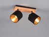LED Deckenstrahler 2-flammig Holz, Stoffschirme Schwarz Gold, Breite 28cm Bild 3