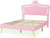 Kinderbett 140×200 cm aus Kunstleder mit LED-Beleuchtung, rosa Bild 5