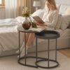 2er-Set Couchtische 42/36,5x42/36,5 x H 54/48,5 cm, stapelbar, MDF in grauer Holzoptik mit Metallgestell Bild 3