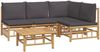 vidaXL 5-tlg. Garten-Lounge-Set mit Dunkelgrauen Kissen Bambus 3155234 Bild 3