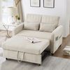 Sofabett 114x77x82,5 cm Beige, ausziehbar mit 3-fach verstellbarer Rückenlehne & Baumwoll-Leinen Bild 2