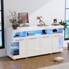 Beistelltisch Sideboard 140x40x70 cm, weiß mit LED-Beleuchtung & Glasfronten Bild 2
