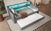 Bett 90x200 cm aus Leinen mit Ausziehfunktion und LED-Beleuchtung – Schlafsofa mit USB-Anschluss Bild 3