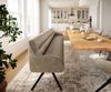 Esszimmerbank Taya-Flex 300 cm Mikrofaser Beige Vintage Kreuzgestell kantig Schwarz Taschenfederkern Bild 2