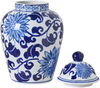 Vase mit Deckel CUENCA Porzellan 36 cm Weiß Blau Bild 4