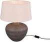 Große Keramik Tischleuchte LOU Braun mit Stoffschirm in Beige, Höhe 46cm Bild 2