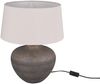 Große Keramik Tischleuchte LOU Braun mit Stoffschirm in Beige, Höhe 46cm Bild 3