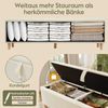 Bettbank, Mit hydraulischem Stauraum, Aufbewahrungsbox, Für Schlafzimmer, Wohnzimmer, Flur geeignet, Cord, Beige, 175 x 38 cm Bild 4