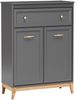 AX LIVING Kommode Nymphen Dunkelgrau 1 Schublade 2 Türen MDF Eiche Beine schmal Bild 2