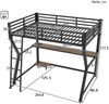 Hochbett mit Schreibtisch und LED-Beleuchtung (90x200 cm) Kinderbett mit Rausfallschutz, Metallbett Bild 5