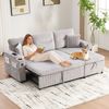 Sofa 212,5x136x86 cm Hellgrau, Cord, mit Stauraum, USB-C, Chaiselongue und Schubladenbett Bild 4