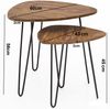 Design Satztisch WL5.659 Sheesham Metall Beistelltisch 2er Set Klein, Couchtisch Set 2 Holz Tische, Massivholz Wohnzimmertisch Metallgestell, Schmaler Sofatisch Ablagetisch Bild 4