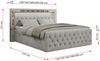 Boxspringbett, Stauraumbett mit Bettkasten, LED - GOLD-9 - 200x200cm - Hellgrau Stoff - H3 Bild 5