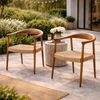 2er Set Teakholz Design Sessel RIVERA – Bequeme Synthetic-Rattan Stühle ergonomisch Bild 5