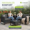 Juskys Outdoor Polyrattan Lounge Santorini inkl. Abdeckung - Gartenlounge mit Beistelltisch & Auflagenbox - Gartenmöbel Set Rattan Sitzecke wetterfest - Schwarz Bild 5