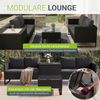 Juskys Outdoor Polyrattan Lounge Santorini inkl. Abdeckung - Gartenlounge mit Beistelltisch & Auflagenbox - Gartenmöbel Set Rattan Sitzecke wetterfest - Schwarz Bild 4