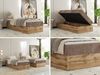 Boxspringbett, Einzelbett WOOD ZERO 90 x 200 cm, Hotelbett ohne Kopfteil, Bett mit Stauraum, 7-Zonen Multipocket-Matratze - Braun Cordstoff - H3 - Topper T25 Bild 2