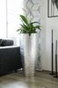 VIVANNO Bodenvase Exklusiver Pflanzkübel Fiberglas "City", Silber Hochglanz - 37x80 cm Bild 3