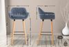 Barhocker 2er Set mit Lehne Blau VILO - Stoffbezug, 99x55x46cm Barhocker mit Lehne Tresenhocker Barstuhl Küchenhocker Thekenhocker hoher Stuhl Bild 2