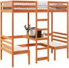 vidaXL Hochbett mit Schreibtisch & Stühlen Braun 75x190 cm Kiefernholz 3308564 Bild 4