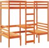 vidaXL Hochbett mit Schreibtisch & Stühlen Braun 75x190 cm Kiefernholz 3308564 Bild 2