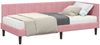 vidaXL Eckbettgestell mit Matratze mit Kopfteil Rosa 90 x 190 cm Samt 3393891 Bild 2